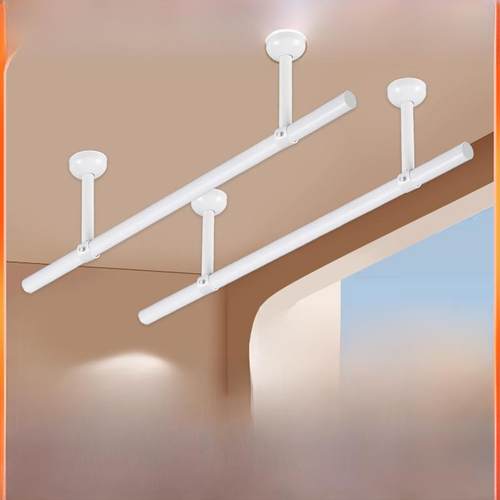 白色晾衣架杆阳台顶装固定式晒挂衣杆家用墙上固定打孔吊杆一根杆