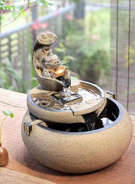 招财流水摆件客厅书房茶室流水器循环水中国风创意喷泉水景