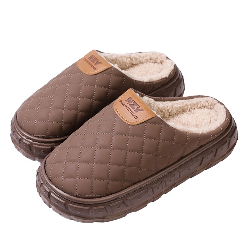 越野轮胎厚底男士棉拖鞋男外穿秋冬踩屎感居家用室内保暖防滑防水