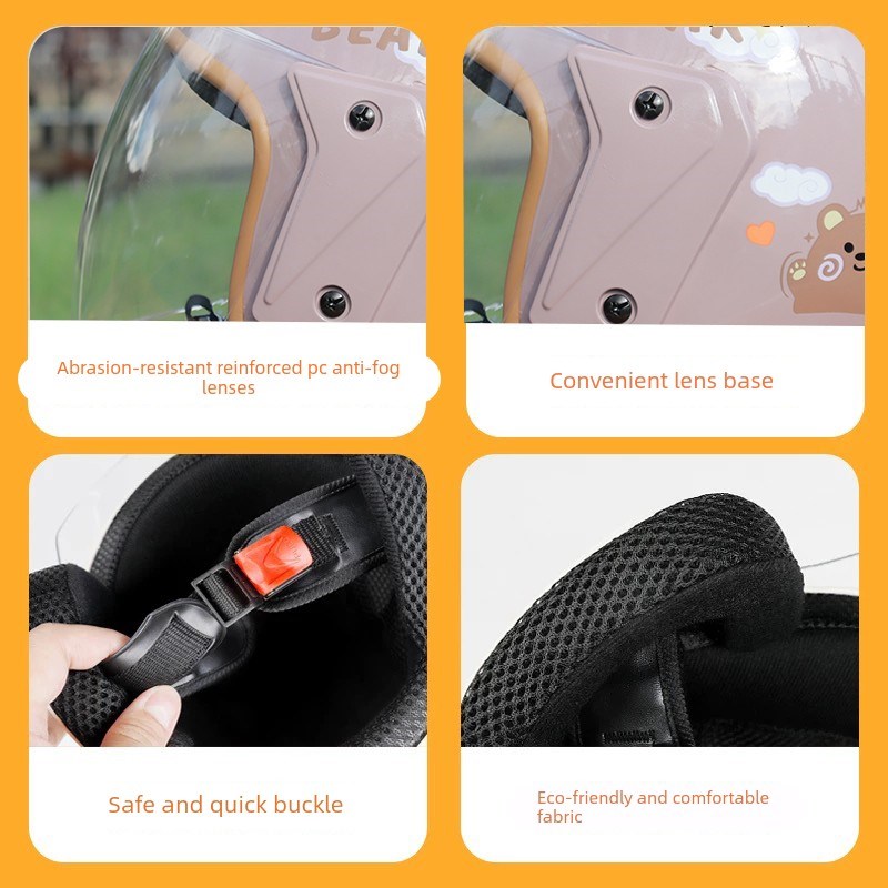 电动车头盔女冬季保暖可爱护耳围脖摩托车男半盔3c认证防雾安全帽