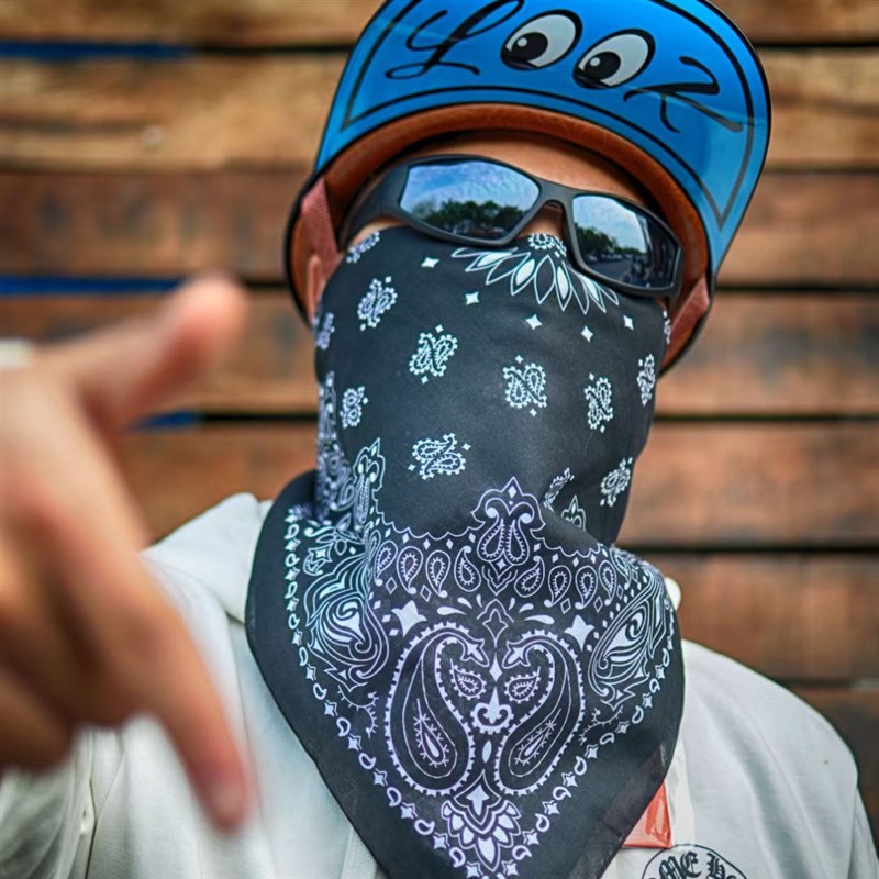 现货哈雷摩托机车男女骑士防风面巾大方巾全棉腰果花经典头巾围脖