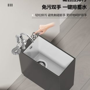 陶瓷窄长拖把池超窄家用阳台洗拖布池庭院极窄墩布池 灰色2023新款
