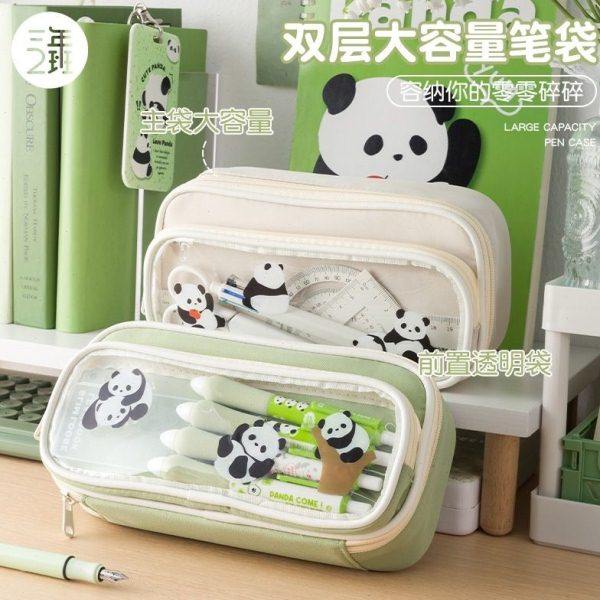 熊猫笔袋莫兰迪双层笔袋学生文具盒熊猫大容量文具用品帆布铅笔袋,文具电教/文化用品/商务用品,笔袋,淘宝优惠券,粉丝福利购,淘宝优惠卷