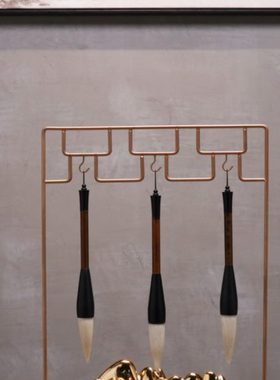 新中式现代书房办公室文房墨宝毛笔架摆件创意样板间桌面软装饰品