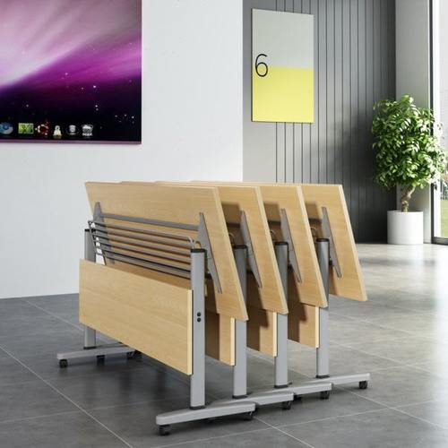 折叠培训桌椅组合长条拼接翻板桌双人移动课桌多功能桌双层会议桌