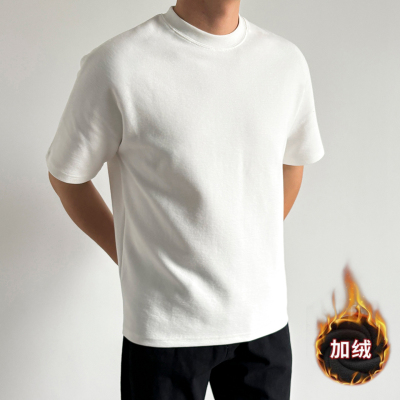 男士秋冬加绒蓄热短袖打底T恤衫