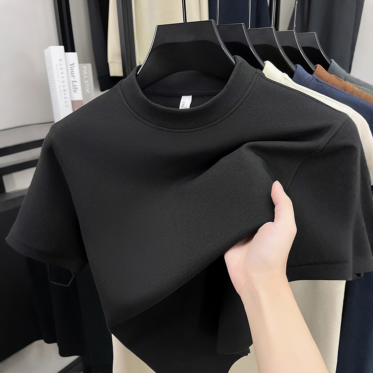 秋冬季加绒加厚保暖圆领短袖T恤