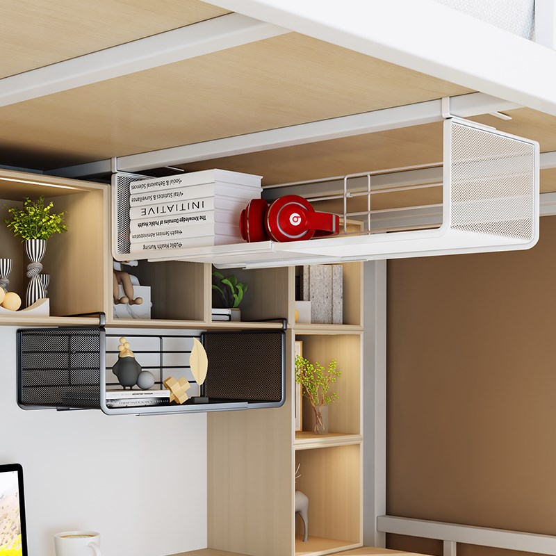 宿舍书桌悬挂置物架下铺柜子收纳挂篮桌下挂书架分层神.器改造好