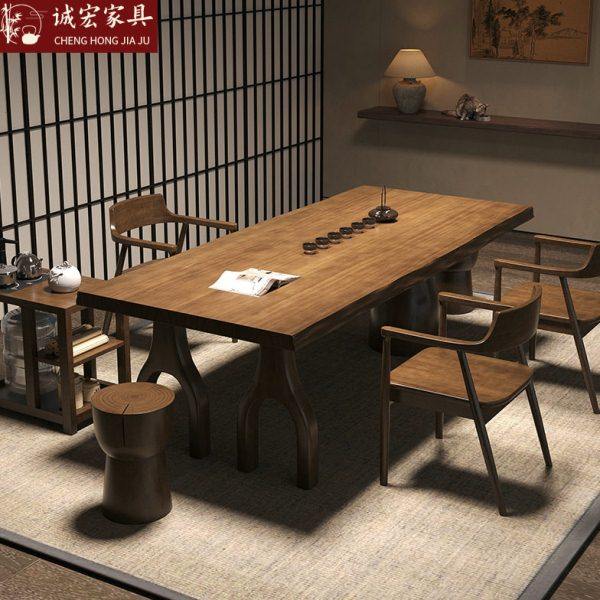 诚宏新中式家用茶台实木茶桌椅组合一桌五椅全套公室大板泡茶桌,商业/办公家具,茶台/茶桌,淘宝优惠券,粉丝福利购,淘宝优惠卷