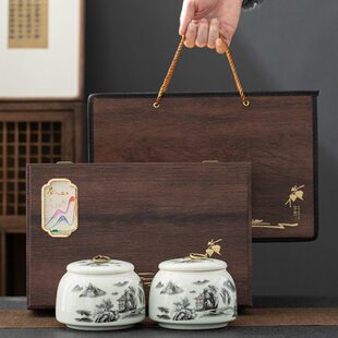 高档茶叶罐礼盒包装空盒通用陶瓷龙井碧螺春红茶绿茶白茶包装印字