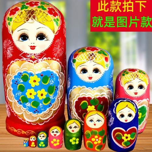 俄罗斯套娃10层环保益智玩具椴木风干手绘手工品抖音礼物摆件5412