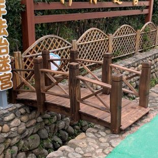 庭院小木桥防腐木拱桥水上木桥造景桥板搭桥过河户外花园水池木桥