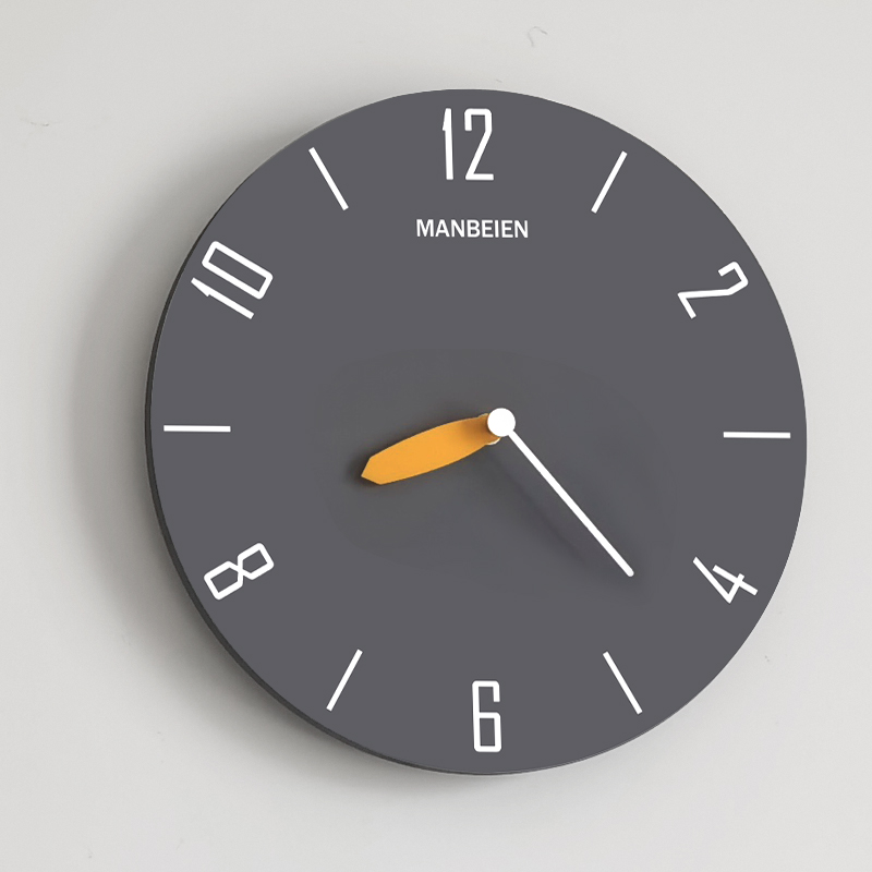 2023新款现代客厅挂钟极简抽象灰色时尚个性时钟北欧W饭厅挂墙钟