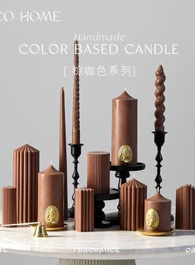AOCOHOME咖色香薰蜡烛装饰拍摄道具烛台软装搭配简约覆古美拉德风