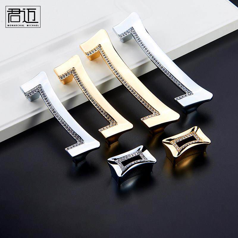 轻奢风格水晶拉手现代简约欧式衣柜门柜抽屉金对拉手