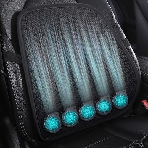 汽车腰靠USB风扇制冷通风靠垫夏季透气散热车载办公座椅护腰靠背