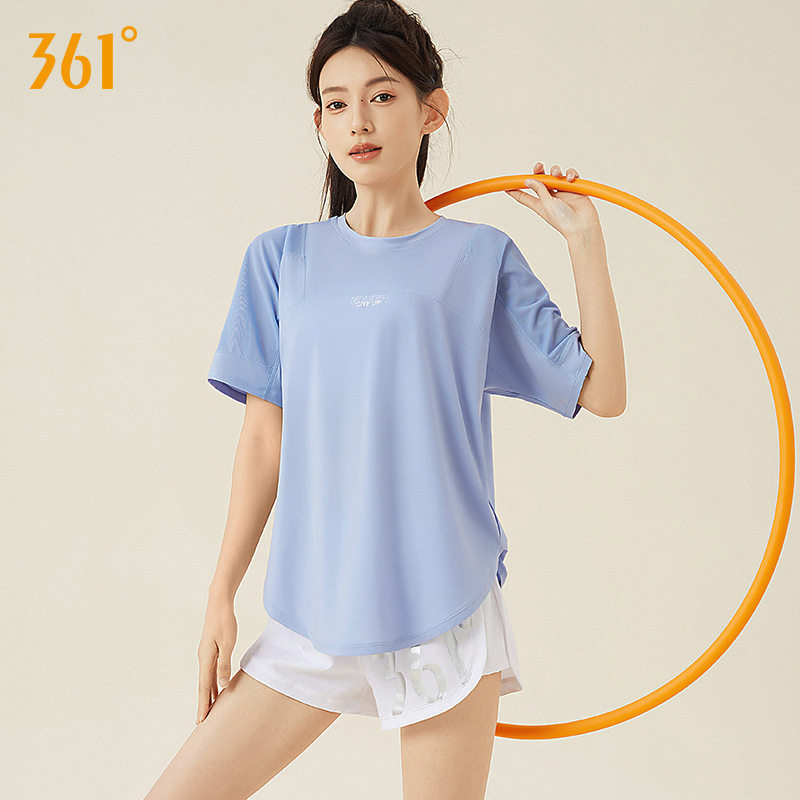 361健身瑜伽服女运动上衣休闲宽松透气中长款网纱美背短袖t恤罩衫