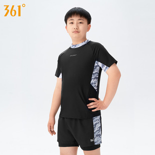 中大童专业训练泳装 361儿童泳衣假两件男童胖童分体泳衣夏季 新款