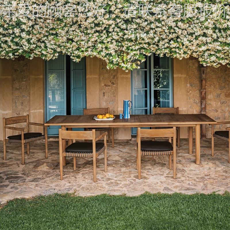 户外23-3-23-柚木桌庭院防水防晒休椅闲餐实木桌椅家具设计师室藤