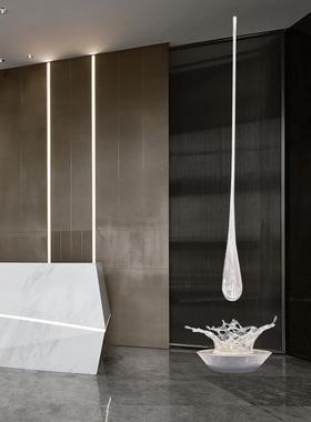 酒店大堂样品屋展示中心透明树脂水滴吊饰摆件玄关水花雕塑落地艺