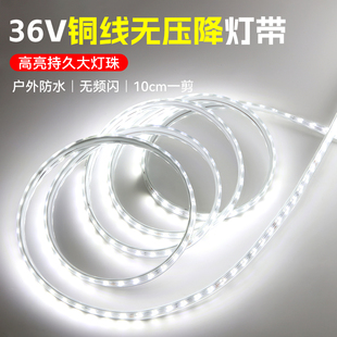 led灯带36v120珠无压降防水户外工程工地隧道夜市摆摊地下室照明