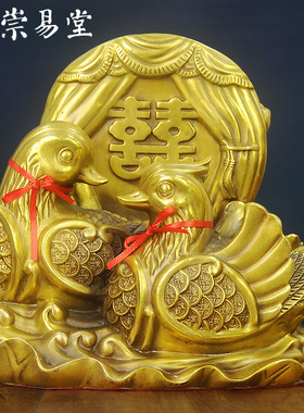 铜鸳鸯摆件一对夫妻恩爱和睦姻缘和合卧室情侣男女相思结婚礼品