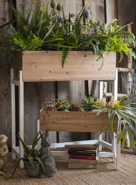 田园实木花槽花架花几隔断大花器花盆设计空间收纳复古文艺摆件