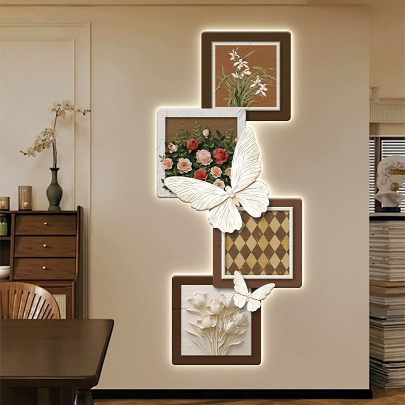 中古风蝴蝶玄关装饰画走廊过道入户正对门尽头玄关挂画2025新款