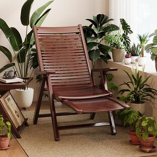 竹躺椅折叠午休可坐可躺午睡结实耐用老人专用靠背椅家用阳台休闲