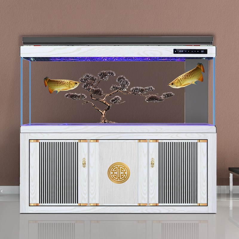 鱼缸客厅2024新款中式家用大型办公室落地超白隔断屏风底滤免换水