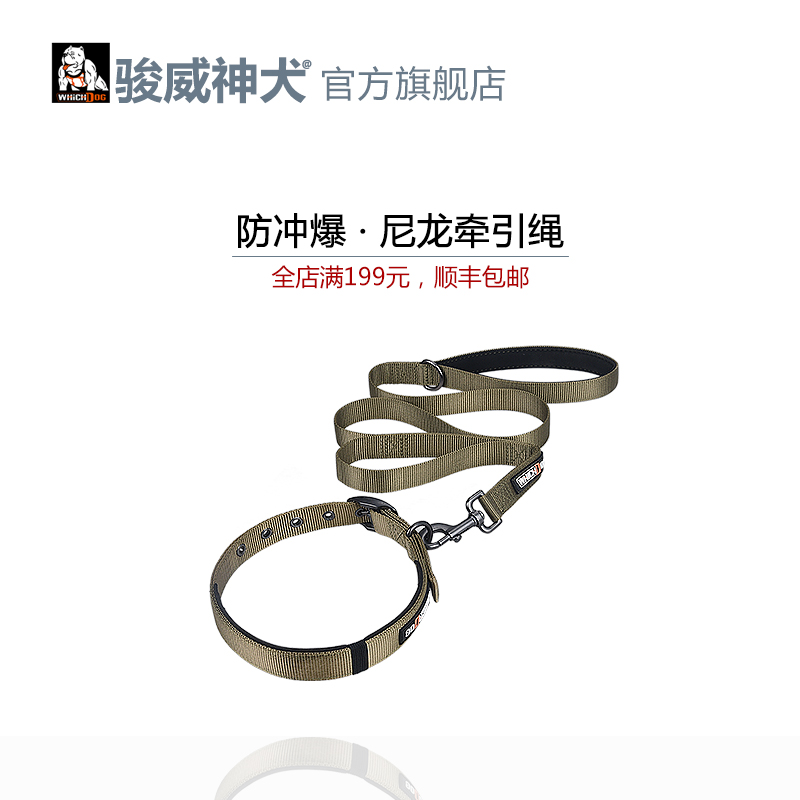 狗狗牵引绳大型犬防咬断哈士奇项圈p链可调节尼龙织带仿挣脱脖圈