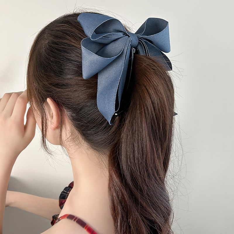 牛仔简约气质高颅顶香蕉夹抓夹竖夹免皮筋发夹发卡高马尾神器头饰