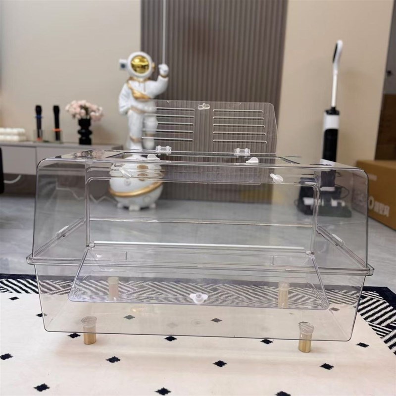 75基全亚克力仓鼠金丝熊水晶笼子透明超大空间造景别墅铁丝顶微瑕