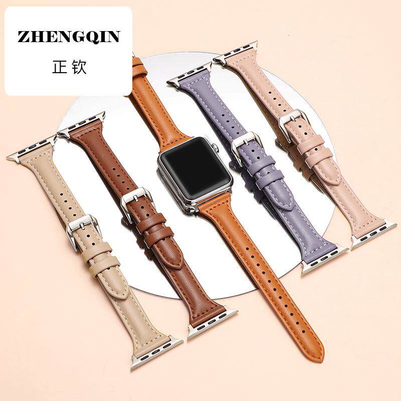 适用Apple/watch7代苹果SE小蛮腰applewatch真皮手表带S7男女表带
