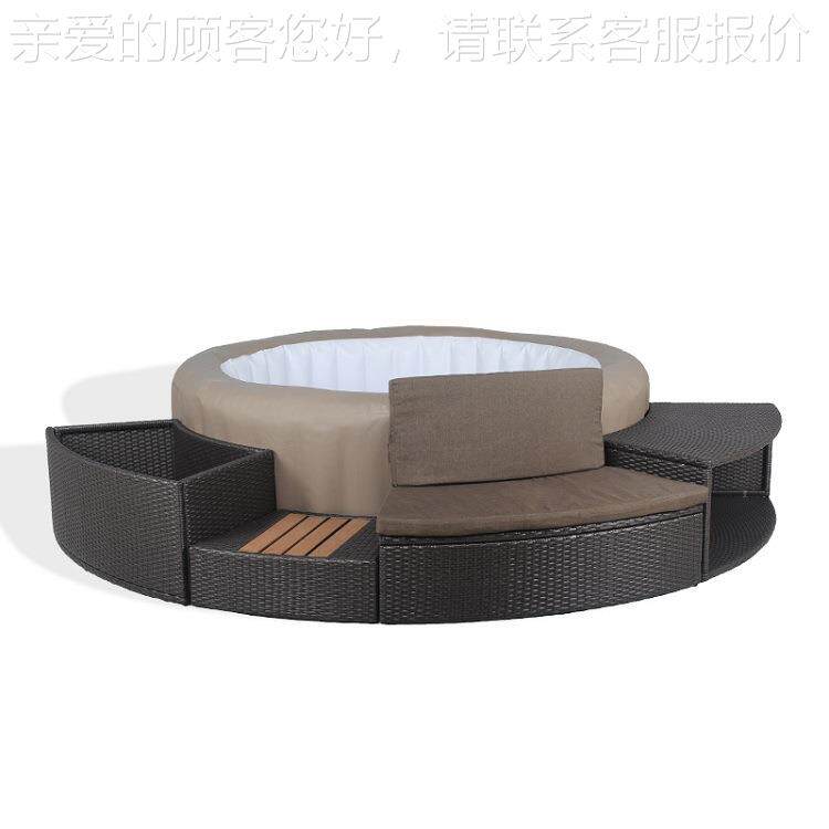 北组欧沙跨境户外家具圆椅N-233-2 形泳池藤编发合花园别墅藤沙发