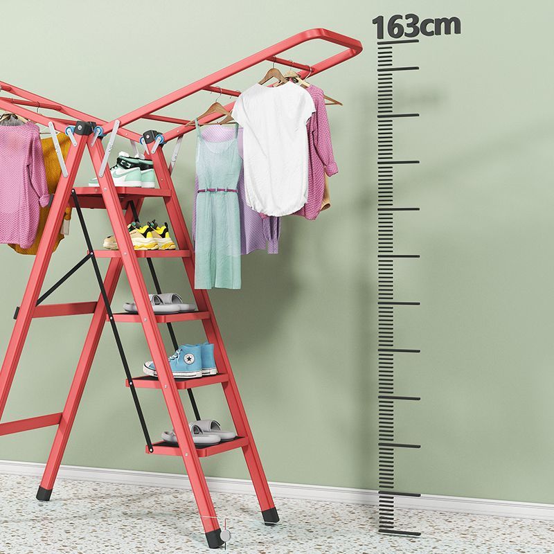 置地梯子晾衣架多功能两用u免安装可折叠三四五步踏板梯子晾衣架