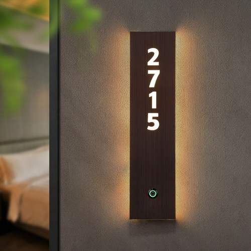 高档不锈钢发光门牌定制酒店宾馆民宿智能请按门铃请勿打扰LED灯