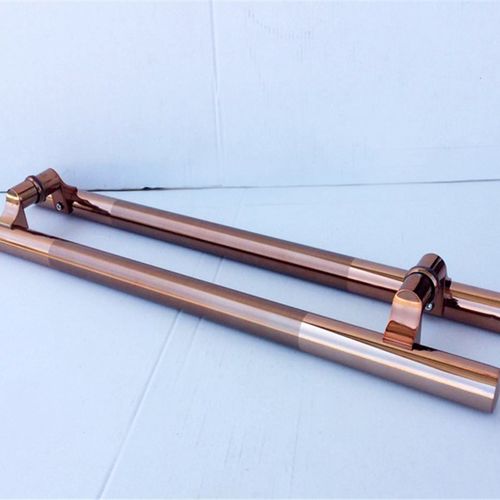 38圆管玫瑰金不锈钢玻璃门拉手马蒂脚拐角KTV大门现代推拉门把手