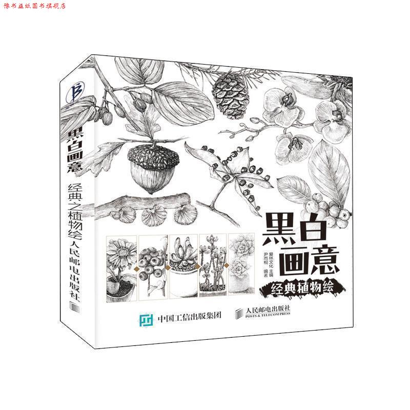 【正版书】 黑白画意:经典植物手绘教程 尹雨桐 著,爱林文化 编 人民邮电出版社