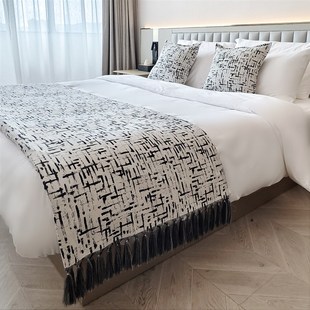 不起球高端床尾巾酒店床旗v床尾毯民宿网红床铺巾盖巾搭巾床边搭