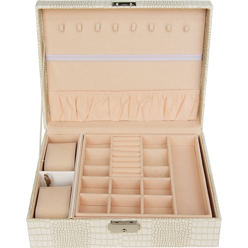 首饰盒带锁手表盒戒指袖扣手镯饰品项链收纳盒双层带公主欧式珠宝