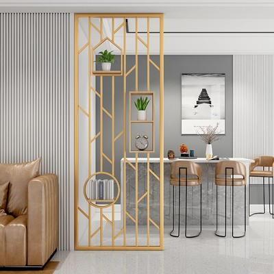 铁艺屏风隔断北欧轻奢客厅洗漱台半墙不锈钢格栅现代玄关镂空金属