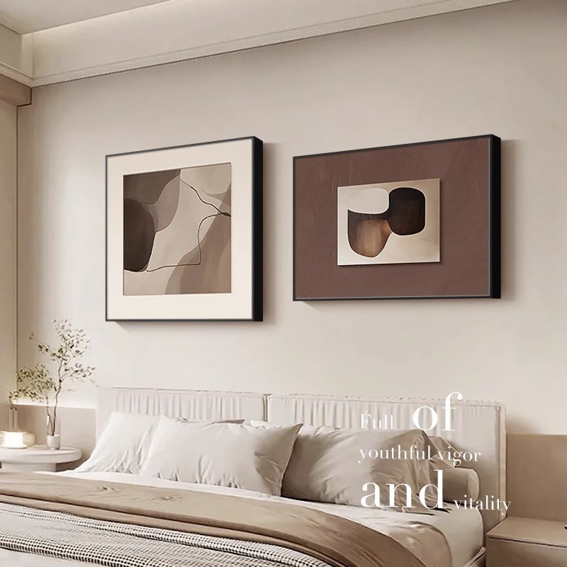 侘寂风意式卧室床头装饰画抽象双联客厅挂画现代简约房间主卧壁画