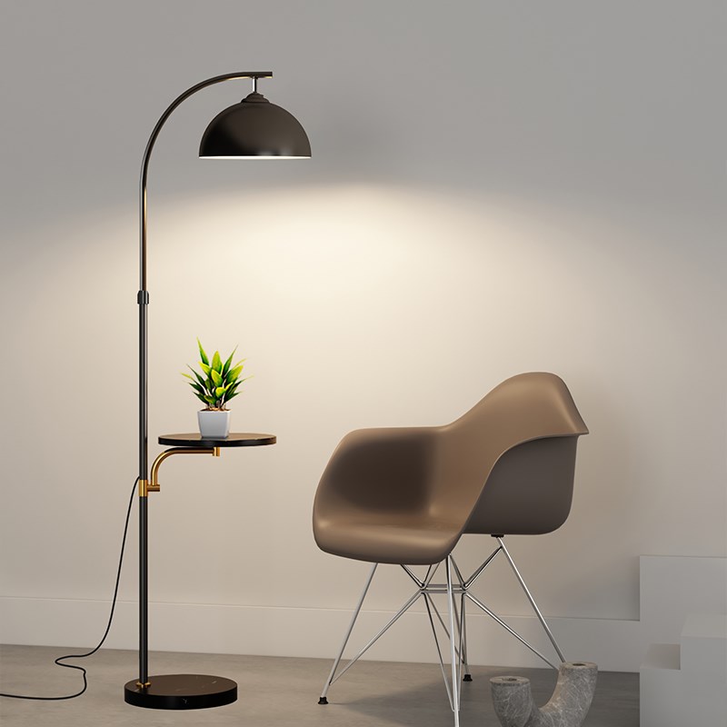 钓鱼灯落地灯客厅沙发边奶油风置物茶几轻奢卧室床头一体立式台灯