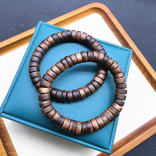 金丝莺歌黄棋沉香盘珠单圈手链 文玩手串 9mm TY177