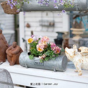 爱上花园 饰铁艺做旧铁皮花盒长圆形邮筒花盆花桶nest 室内阳台装