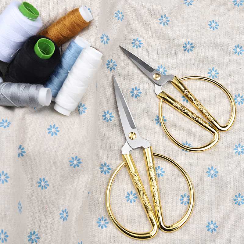 新品龙凤剪家用剪刀婚礼剪彩手工剪纸小号金色金剪V子喜庆开业婚