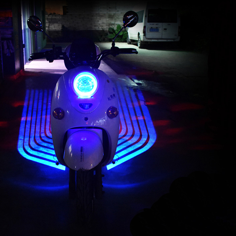 踏板摩托车汽车改装LED彩灯装饰天使之翼迎宾灯镭射W投影灯底盘灯