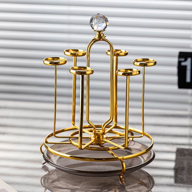 轻奢家用玻璃杯杯架沥水收纳置物架倒挂架子茶杯架洋酒杯杯子托盘