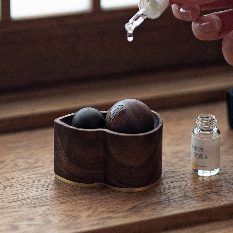 葫芦豆荚香薰MOJI生活精油扩香摆件东方国风车载香氛创意实木礼品